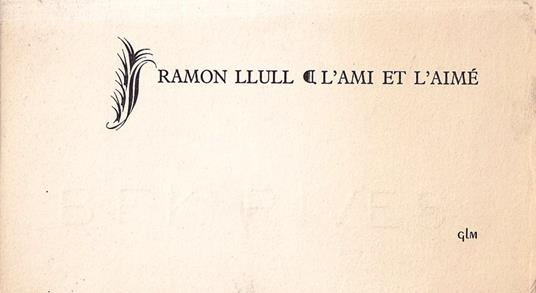 L' Ami et l'Aime - Ramon Llull - copertina