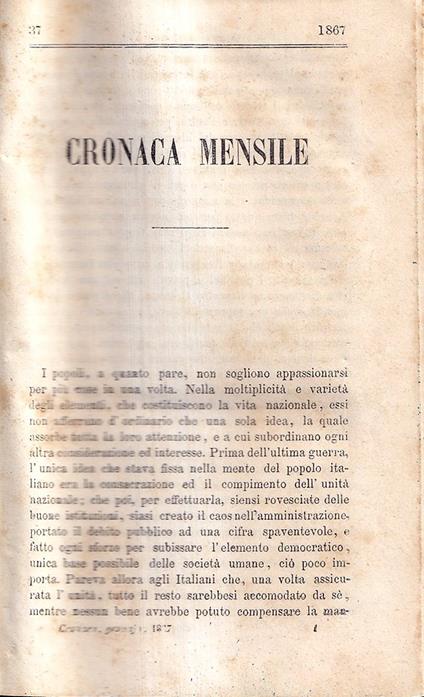 Cronaca Mensile 1866-1867 - copertina
