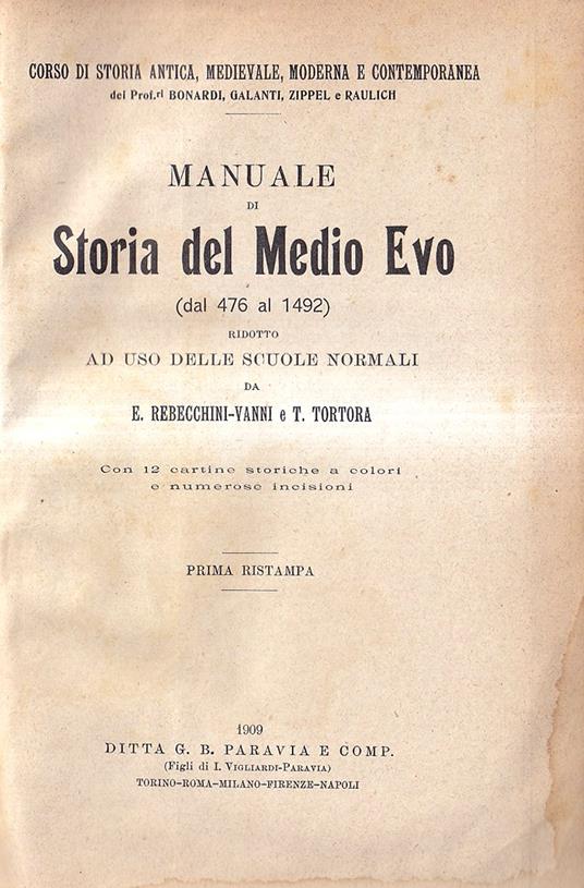 Manuale di storia Del Medio Evo (dal 476 al 1492) Ridotto Ad Uso Delle Scuole Normali - copertina