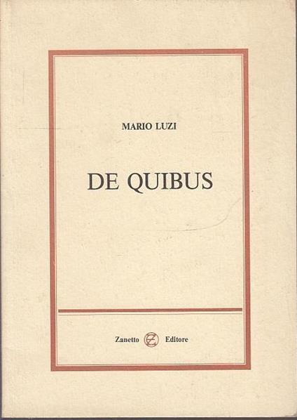De Quibus - Mario Luzi - copertina
