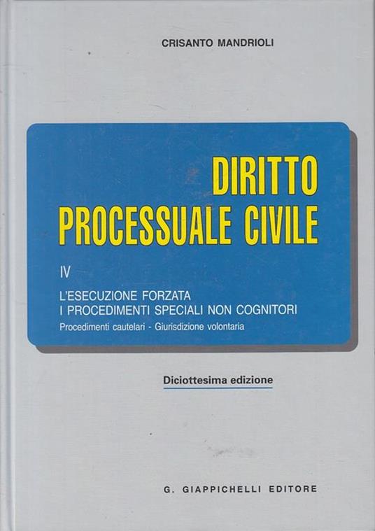 Diritto processuale civile - Crisanto Mandrioli - copertina