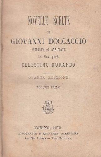 Novelle Di Giovanni Boccaccio Vol 1° - Celestino Durando - copertina