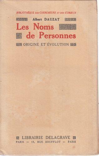 Les Noms De Personnes - Albert Dauzat - copertina