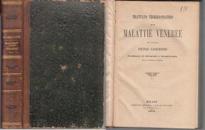 Trattato Teorico Pratico Malattie Veneree Di: Pietro Gamberini - copertina