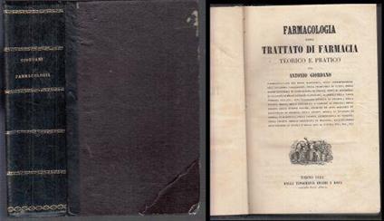 Farmacologia Trattato Di Farmacia - Antonio Giordano - copertina