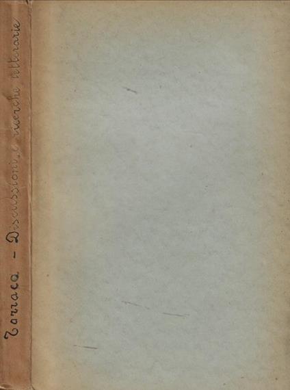 Discussioni e ricerche letterarie - Francesco Torraca - copertina