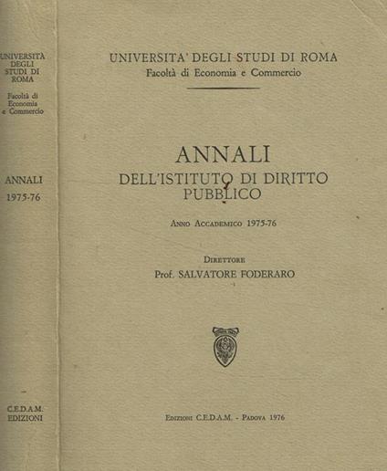 Annali dell'Istituto di diritto pubblico anno accademico 1975-76 - Salvatore Foderaro - copertina