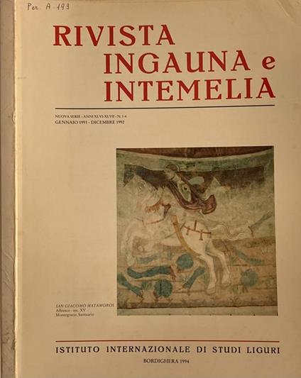 Rivista ingauna e intemelia - copertina