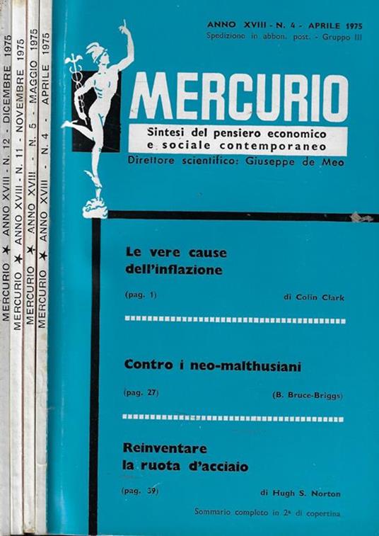 Mercurio n. 4-5-11-12 Anno 1975 - copertina