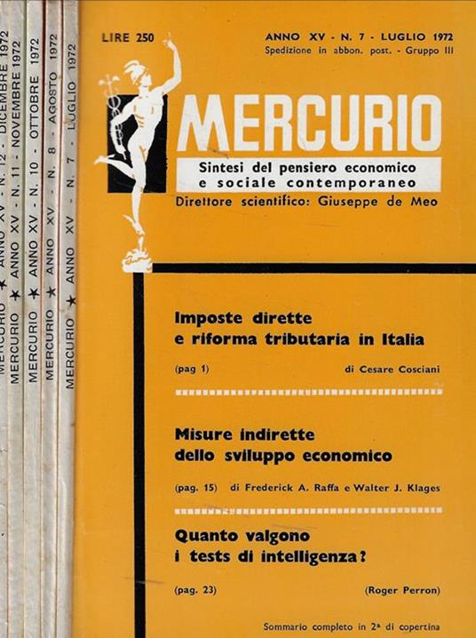 Mercurio n. 7-8-10-11-12 Anno 1972 - copertina