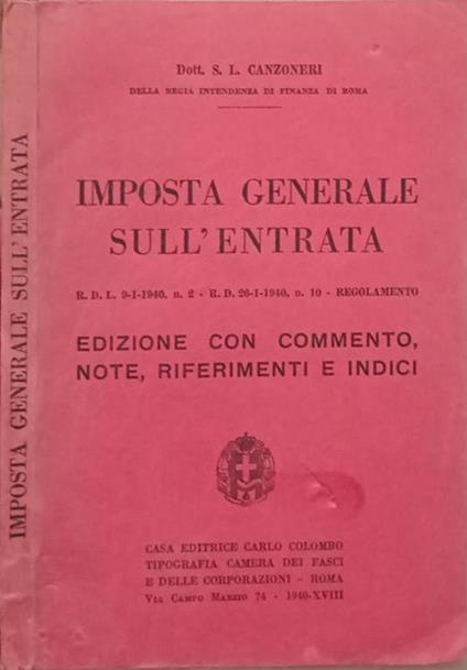 Imposta generale sull’entrata - copertina