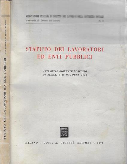 Statuto dei lavoratori ed enti pubblici - copertina