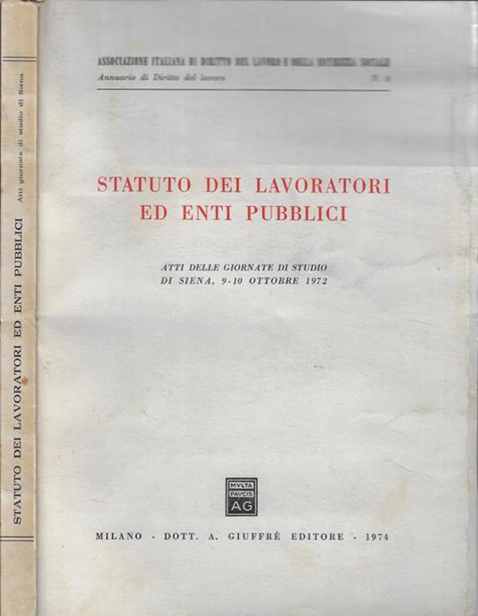 Statuto dei lavoratori ed enti pubblici - copertina