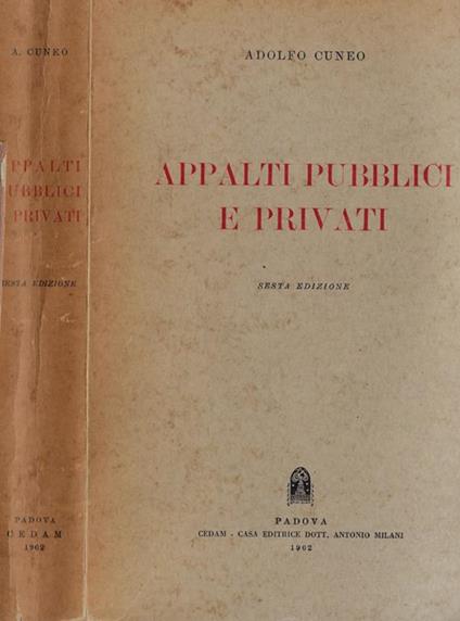 Appalti pubblici e privati - Adolfo Cuneo - copertina