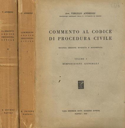 Commento al codice di procedura civile vol.1, 2 - copertina