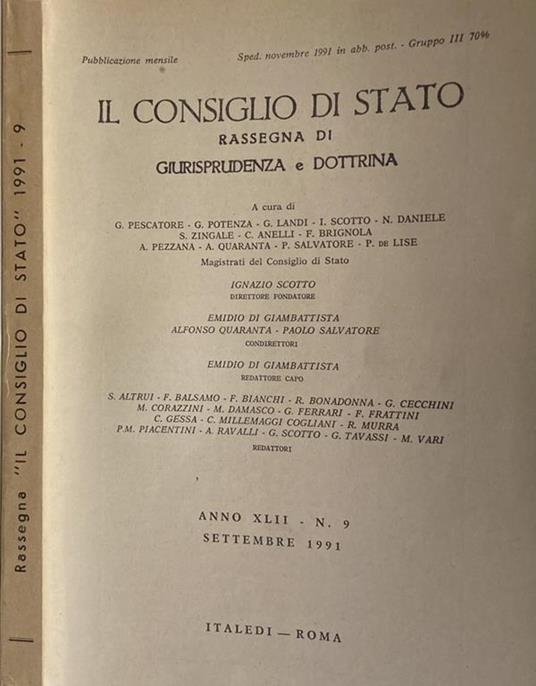 Il Consiglio di Stato 1991 n. 9 - copertina