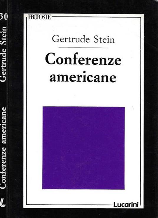 Conferenze americane - Gertrude Stein - copertina