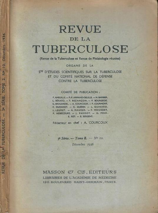 Revue de la Tuberculose N. 10 Anno 1936 - copertina