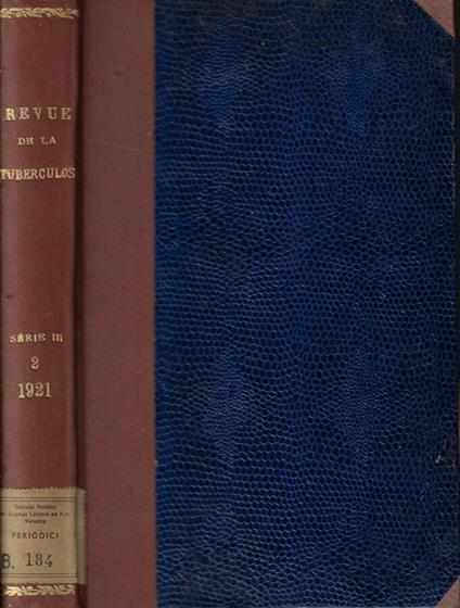 Revue de la Tuberculose 1921 - copertina