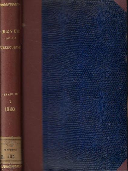Revue de la Tuberculose 1920 (incompleta) - copertina