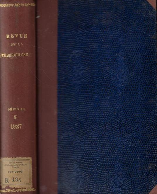 Revue de la Tuberculose 1927 - copertina