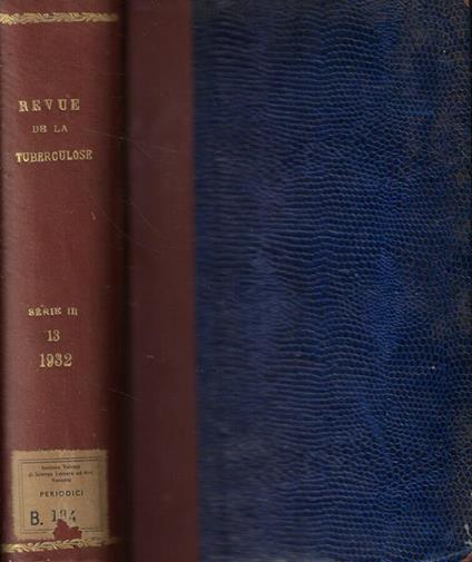 Revue de la Tuberculose 1932 (incompleta) - copertina