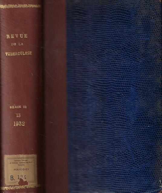 Revue de la Tuberculose 1932 (incompleta) - copertina