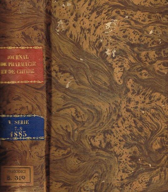 Journal de pharmacie et de chimie. Tome 7, 8, V serie, anno 1883 - copertina