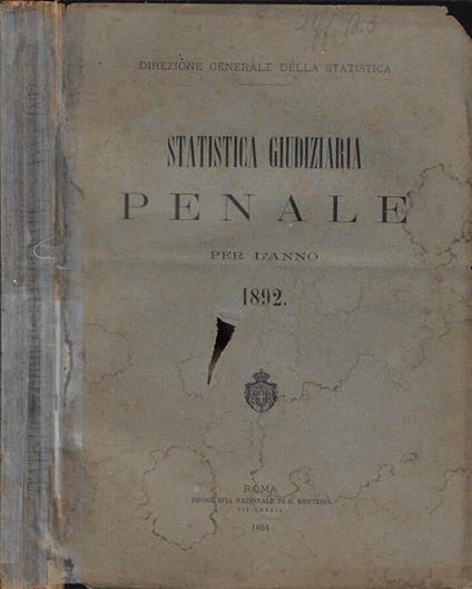 Statistica giudiziaria penale per l'anno 1892 - copertina