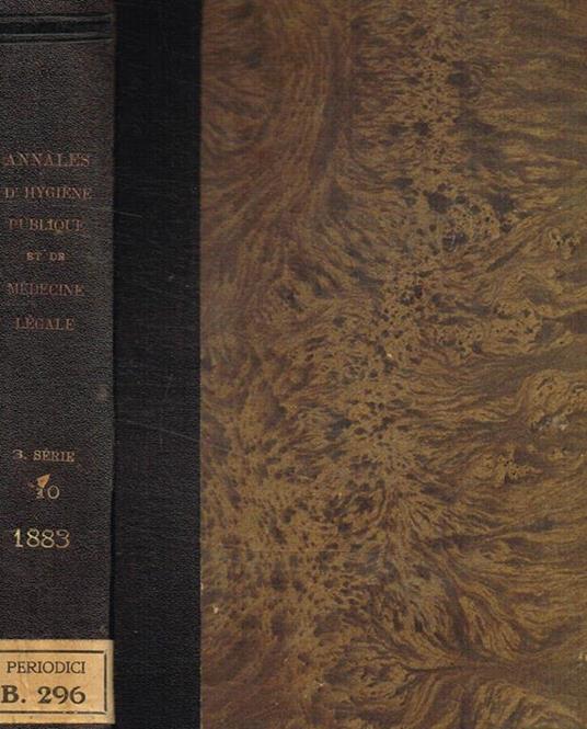 Annales d'hygiene publique et de medecine legale. Tomo X, serie III, anno 1883 - copertina
