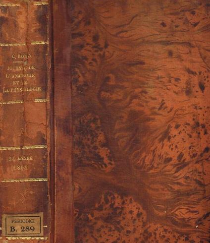 Journal de l'anatomie et de la physiologie normales et pathologiques de l'homme et des animaux anno 1898 - copertina