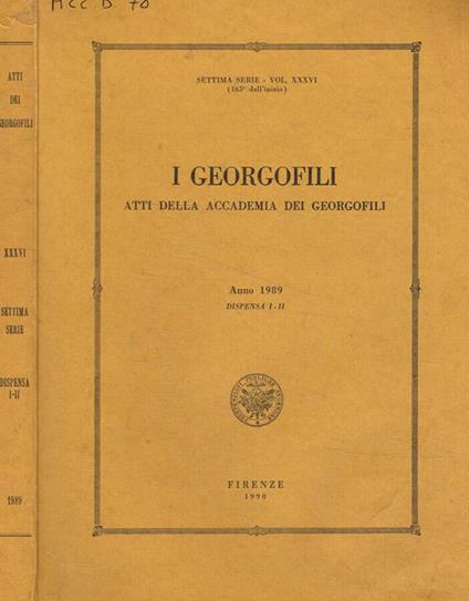 I  georgofili atti della accademia dei georgofili anno 1989 dispensa I/II - copertina