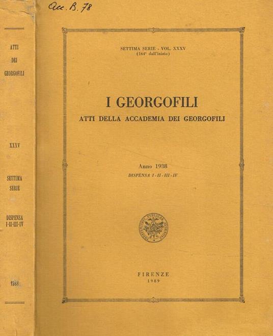 I  georgofili atti della accademia dei georgofili anno 1988 dispensa I-II-III-IV - copertina