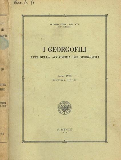I  georgofili atti della accademia dei georgofili anno 1978 dispensa I-II-III-IV - copertina