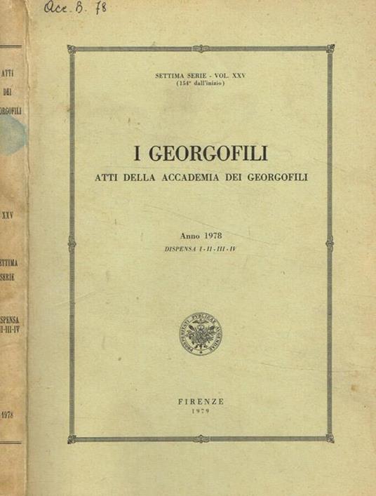 I  georgofili atti della accademia dei georgofili anno 1978 dispensa I-II-III-IV - copertina