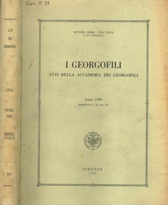 I  georgofili atti della accademia dei georgofili anno 1980 dispensa I-II-III-IV - copertina