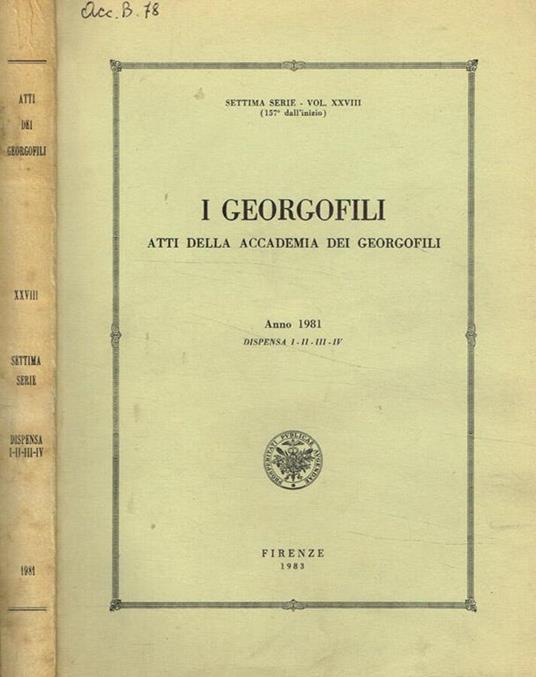 I  georgofili atti della accademia dei georgofili anno 1981 dispensa I-II-III-IV - copertina