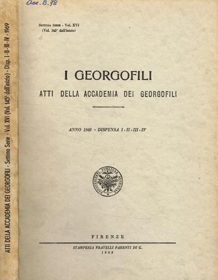 I  georgofili atti della accademia dei georgofili anno 1969 dispensa I-II-III-IV - copertina