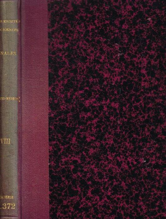 Annales de l'université de Grenoble nouvelle serie, section sciences-medecine, anno 1931 - copertina
