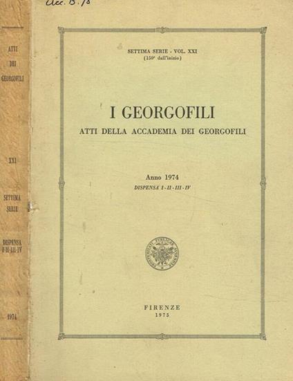 I  georgofili. Atti della accademia dei georgofili anno 1974 dispensa I-II-III-IV - copertina