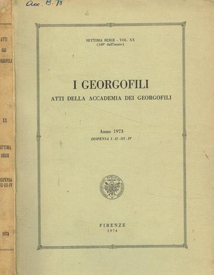 I  georgofili. Atti della accademia dei georgofili anno 1973 dispensa I-II-III-IV, Vol.XX - copertina