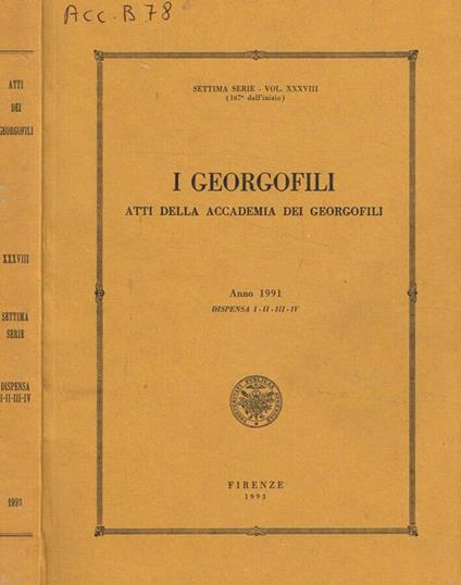 I  georgofili atti della accademia dei georgofili anno 1991 dispensa I-II-III-IV - copertina