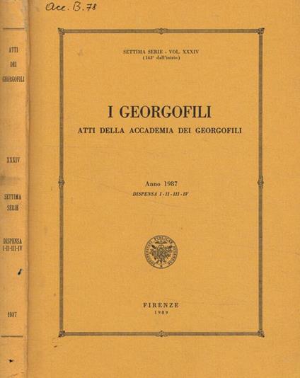 I  georgofili atti della accademia dei georgofili anno 1987 dispensa I-II-III-IV - copertina