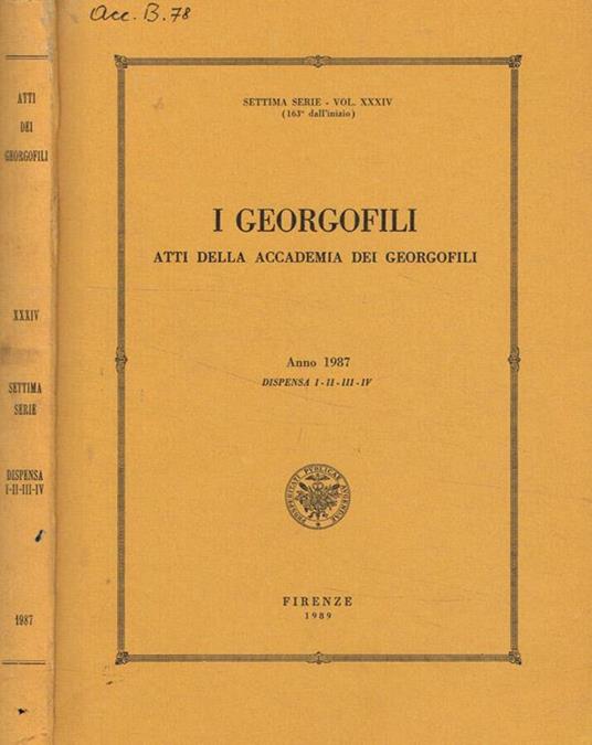 I  georgofili atti della accademia dei georgofili anno 1987 dispensa I-II-III-IV - copertina
