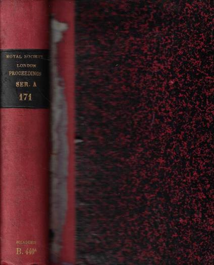 Proceedings of The Royal Society Series A Mathematical and Physical Sciences Anno 1939 n. 944-945-946-947 - copertina