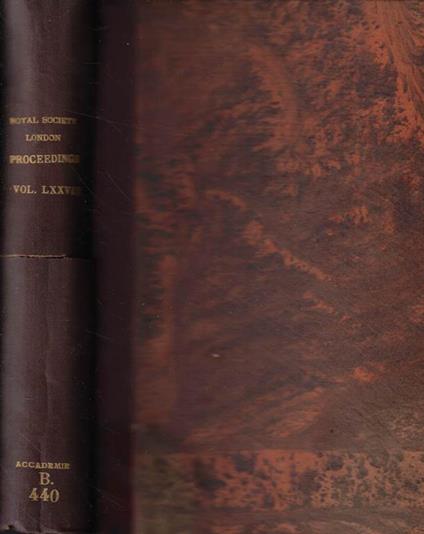 Proceeding of the Royal Society Serie A n. 521-522-523-524-525-526 Anno 1906-1907 - copertina
