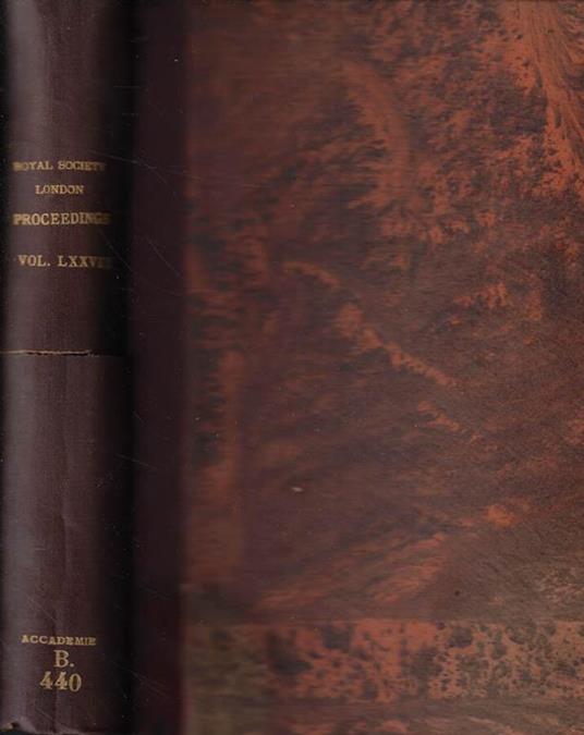 Proceeding of the Royal Society Serie A n. 521-522-523-524-525-526 Anno 1906-1907 - copertina