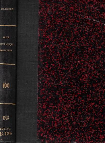 Polybiblion revue bibliographique universelle troisieme serie tome 190 1935 - copertina