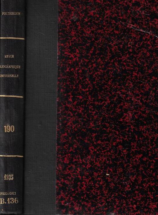 Polybiblion revue bibliographique universelle troisieme serie tome 190 1935 - copertina
