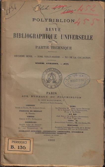 Polybiblion revue bibliographique universelle partie technique deuxieme serie tome 26 juin 1900 - copertina